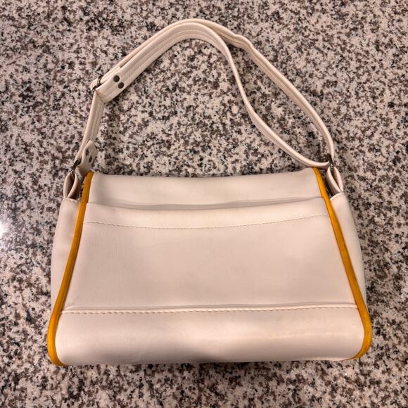 Vtg Vinyl Owl Shoulder Bag Pegie by the Sea Purse Handbag White Yellow Retro 70s - Picture 3 of 12